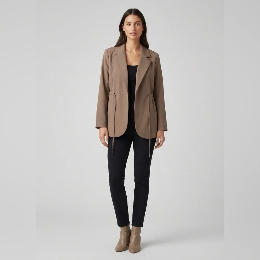 Athleta Women's Tan Lightweight Endless Tie Front Work Blazer Jacket size 16